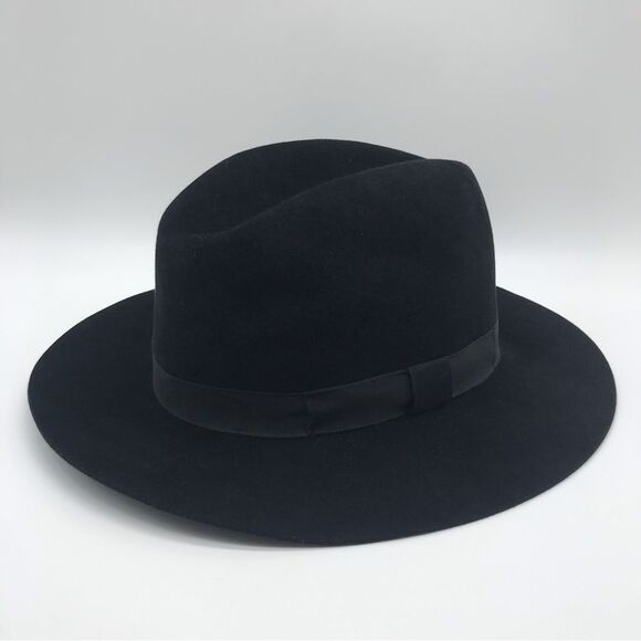 Stetson 100% Fur Felt Black Fedora Style Hat Wide Full Brim Womens Accessories - Picture 12 of 12